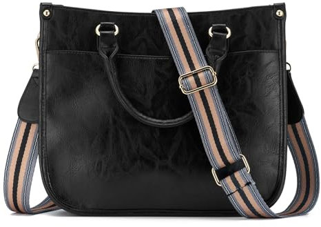 ZOUIQSS Dame Crossbody Taschen Leder Umhängetasche Frauen Hobo Handtasche mit Reißverschluss Schultertasche mit verstellbarem Riemen(handhaben-Schwarz)