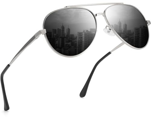 ANYLUV Polarisiert Sonnenbrille Herren Damen Premium Metallrahmen Unisex mit UV400 Schutz Vintage Schwarz Fahrerbrille