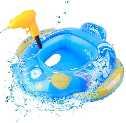 Heartsking Flotador Bebé con Asiento, Anillo de Natación para Bebé con Pistola, Flotador Piscina Inflable Anillo de Natación para Bebés Niños de 1 a 4 Años