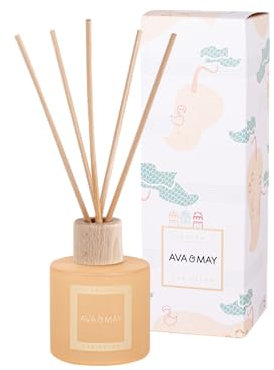 AVA & MAY Aruba Diffuser (100 ml) – vegane Duftstäbchen aus Rattan mit Duft für ca. 4 Wochen – mit hochwertigem Duftöl aus Litschi, Magnolie und Vanille