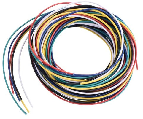 sourcing map 30 Gauge PVC Hookup Wire 3.0m/10ft 30AWG Flexible Electrical Wire UL1007 Tinned Copper Stranded 6 Color, 1.5mm Dia for Model Aircraft Electric Appliances Internal Connect