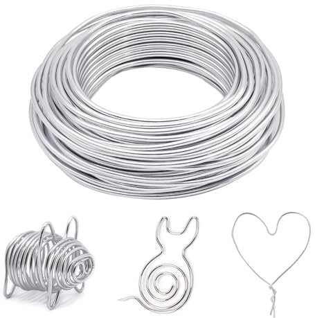 TOKSEO Alambre para manualidades, 3 mm x 20 m, aluminio plateado, ideal para joyas y manualidades