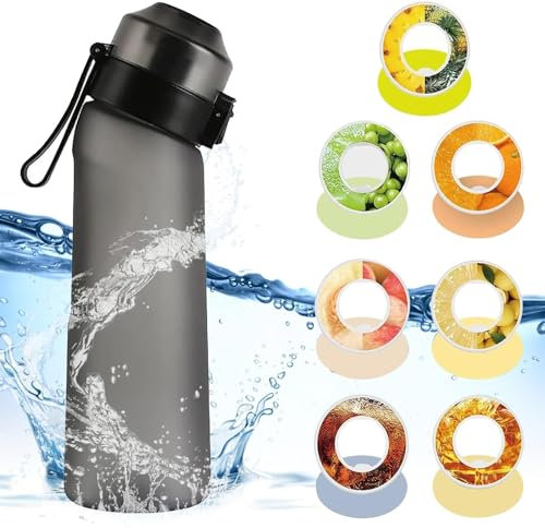 SuperUvistare Luft Wasserflasche 650ml Sport Air Wasserflasche mit Pods BPA Frei Starterset 0 Zucker, Trinkflasche mit 7 Geschmack Pods 0 Kalorien zum Fitness
