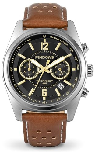 PINDOWS Armbanduhr für Herren Diamanten Business-Dress-Stil analoges Quarzwerk luxuriöse wasserdichte Armbanduhr Leuchtzeigern Datumsanzeige zweifarbiges Edelstahlarmband klassisch-modische Herrenuhr