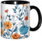 UUYHHGB Ceramic Mug 11 Oz Classic Colored Fun Printed Stylish Coffee Mugs with Gift-Box Packaging for Home Office Decor, Microwave Safe, Turquoise Teal Floral