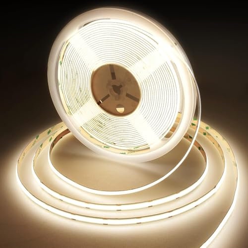 BERIXDEEP COB LED Streifen 15m Neutralweiß, 384 LEDs/m, 24V, CRI 92+, 10mm Breit, LED Streifen Warmweiss für Schlafzimmer, TV, Küche, Wohnzimmer, DIY, Lichtband Selbstklebend (ohne Netzteil)