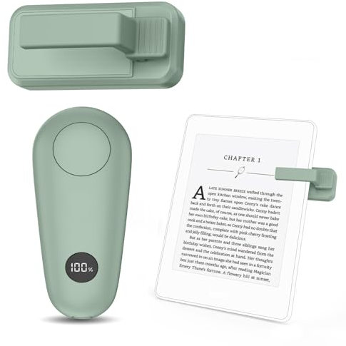 RF Remote Control Page Turner for Kindle Paperwhite Scribe Accessories, Page Turner Clicker for iPad Tablets Reading Novels Taking, Phone Camera Video Record Triggers Remote, Agave Green
