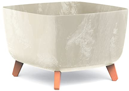 Tymar Macetero Ecking con patas, cubremaceta con patas, macetero para interior y exterior (Hormigón Crema; 29x29 cm)