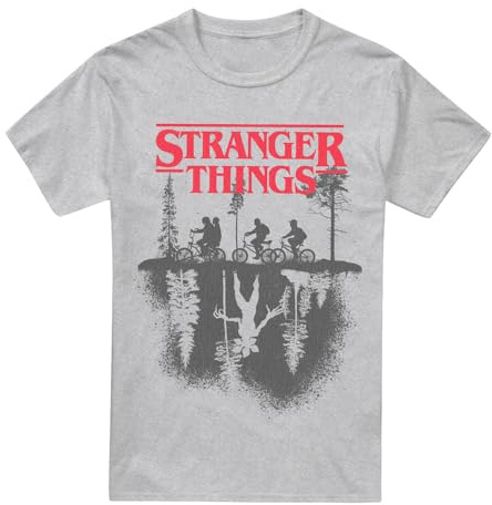 Stranger Things - Silhouette Forest Logo Unisex T Shirt, Athletic Heather, XXXX-Large