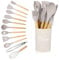 12 PCS Silicone Kitchen Utensil Set with Wooden Handles Non-Stick Heat Resist Holder Cookware Spoons Turners Tongs Ladle Spatula Kitchen Accessories Kitchen Gadgets Cooking Camping (Khaki)