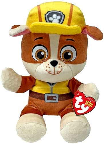 TY Rubble Paw Patrol Weiches Plüschtier für Kinder, Kuschelteddy, Sammlerstück Stofftier, Beanie Babies Serie, Regular