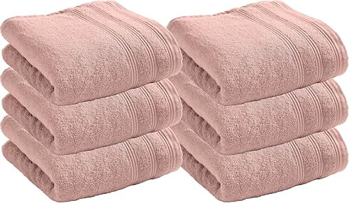 UNIVERSDECOR Lot de 6 Serviettes de Toilette éponge Spa 50 x 100 cm / 400 GR/m² (Vieux Rose)