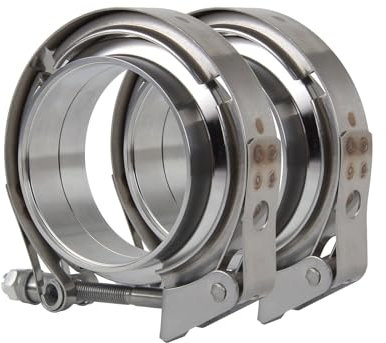 Densieg 2 abrazaderas de 89 mm de diámetro de 3,5 pulgadas + bridas – Kit de abrazadera de escape de acero inoxidable para turbo, tubo de descenso – Conector de tubo de liberación rápida