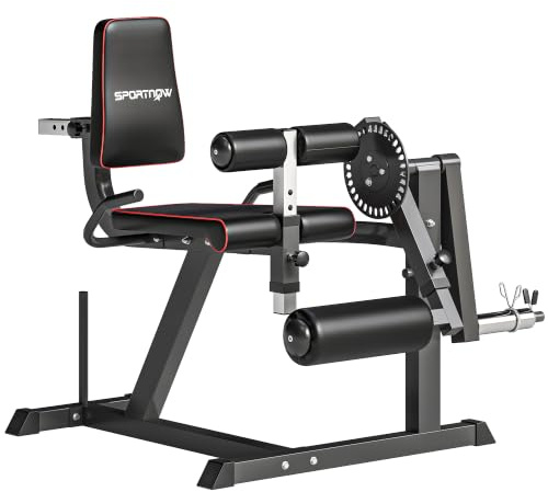 SPORTNOW Seated Leg Extension and Curl Machine Adjustable Plate Loaded