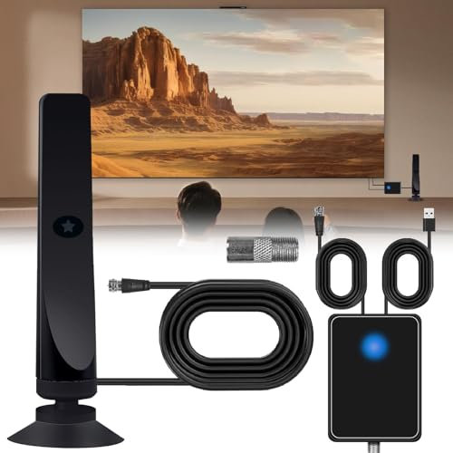 Aohcae Wavetune Tv Antenna, 4k Ultra-Clear Wave Tune Tv Antenna, Wave Tune für Tv mit Scanner, Digital Tv Antenne Indoor mit Verstärker Signal Booster, Plug Play für Home Viewing