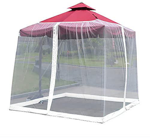 Zanzariera per ombrellone, 3 x 3 m, in poliestere, con cerniera, ideale per gazebo e campeggio, protezione da insetti per terrazza e patio