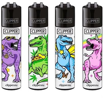 Clipper Feuerzeuge Kitch Dinos (4er Set), Neue Motive 2025