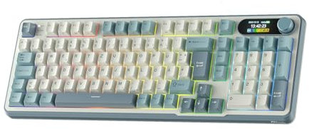 RK ROYAL KLUDGE S98 DE Mechanische Tastatur mit Smart Display & Knopf, Top Mount 96% Kabellose Mechanische Tastatur BT/2.4G/USB-C, Hot-Swap-fähige, Software-Unterstützung, 98 Tasten, QWERTZ