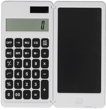 Calculatrice de Bureau Solaire, Calculatrice de Bureau de Base à énergie Solaire avec Coussin D'écriture LCD, clé de Verrouillage, Calculatrice D'ordinateurs Multifonctionnes (White)