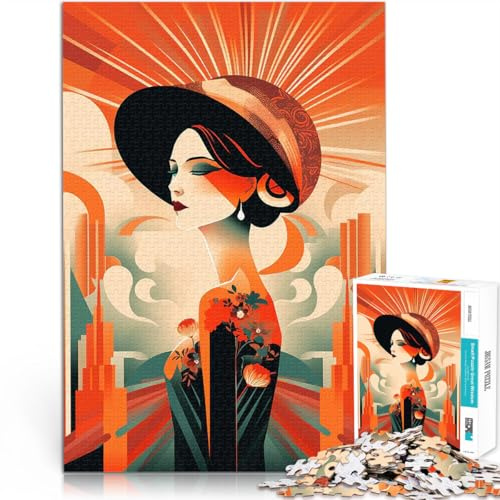 Adults 1000 Piece Jigsaw Puzzle Art Deco Woman Herausforderndes Spielspielzeug Tolles Geschenk für Spiele52x38cm