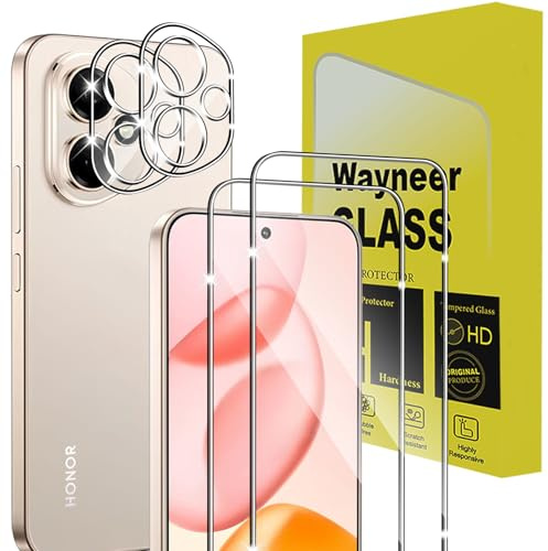 Wayneer für Honor 400 5G für Panzerglas,2+2 Stück Kamera | 2 Stück Panzer Schutz Glas & 2 Stück Kameraschutz, Anti-Kratzen Schutzfolie 9H Härte Hartglas HD Folie Displayschutz