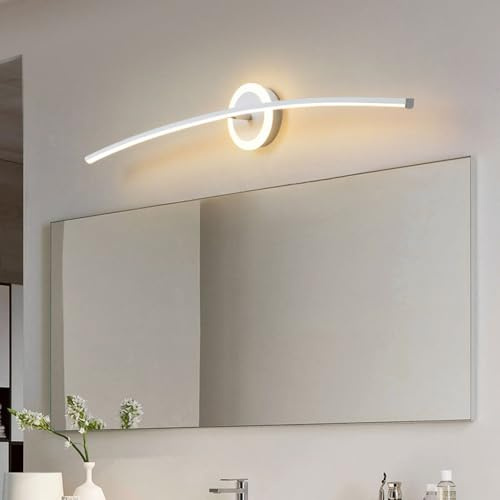 Mengjay LED Wandleuchte Innen Modern,Badezimmer Lampe 3000K/4000/6000K Spiegelleuchte Bad,Flurlampe Lang Wandlampe für Wohnzimmer Schlafzimmer Kinderzimmer Treppen (Weiß, 80cm)