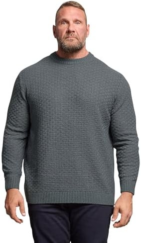 BadRhino Big & Tall Textured Crew Neck Knitted Jumper - Men's - Plus Size Curve
