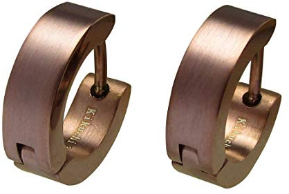 Kikuchi Edelstahl Ohrringe Klapp Creolen 4 mm Silber Schwarz Gold Roségold Bronze Braun Kantig Matt Hochglänzend 10 Farben 10 Farben nach Wahl WE15108