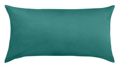 Traumschlaf Uni Mako-Satin Kissenbezüge im 2er Set 100% Baumwolle mit Reißverschluss 2X Kissenbezug 40x80 cm, Petrol