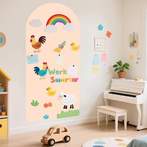 FOTSHARER Autocollant mural magnétique en arc 100x45 cm - Papier contact magnétique pour tableau noir à coller et décoller - Adhésif autocollant - Rouleau d'autocollant magnétique pour mur avec 36