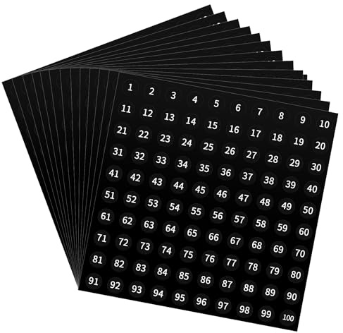 RAHHLIZS 20 Blatt 1-100 zahlen aufkleber, 10 mm Selbstklebende Zahlen Aufkleber Sticker, rund Klebezahlen Schwarz, Number Stickers für Büros Schließfächerheim Klassifikation - 2000 Stück