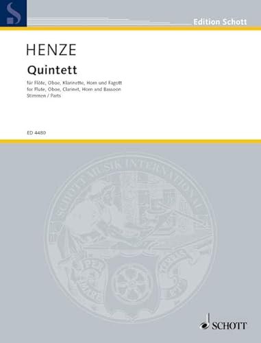 Quintett: für Flöte, Oboe, Klarinette, Horn und Fagott. Bläserquintett. Stimmensatz.: for flute, oboe, clarinet, horn and bassoon. Wind Quintet. Jeu de parties. (Edition Schott)
