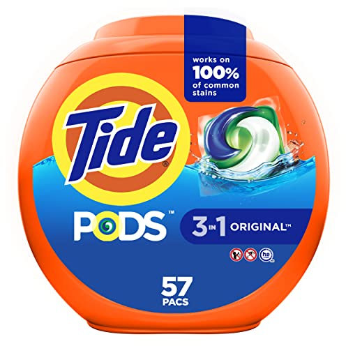 Tide PODS, Laundry Detergent Liquid Pacs, Original, 57 Count - Packaging May Vary