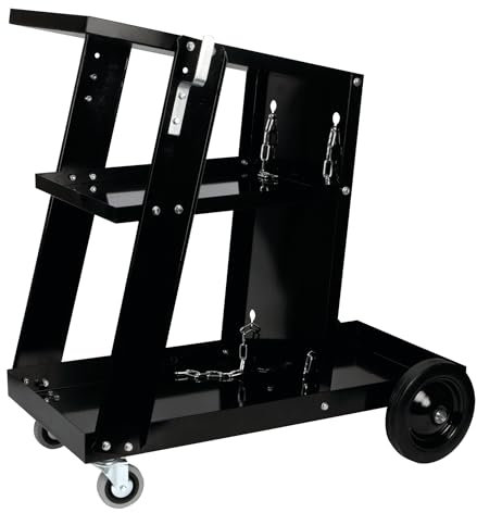PERFORMANCE TOOL W53992 Universal Mobile Welding Cart with Storage Trays on Wheels for MIG Welders and Plasma Cutters, Black