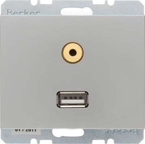 Hager K.5 Steckdose USB 3,5 mm Audio Edelstahl