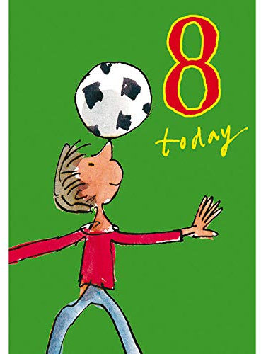 Woodmansterne Quentin Blake Geburtstagskarte zum 8. Geburtstag, kleiner Fußballer