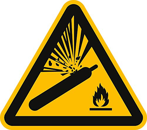 Schild Alu Warnung vor Gasflaschen ISO 7010 20 cm SL