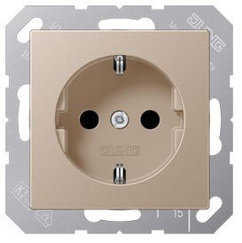Jung 1520 KI CH Schuko Steckdose 16 A 250 V mit Berührungsschutz Serie A Champagner, 250 V
