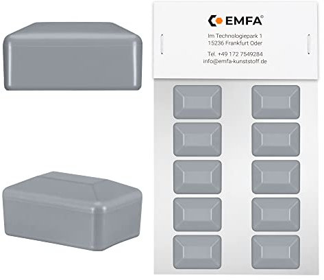 EMFA Zaunpfahlkappe rechteckig 40x60 mm Grau 10 Stück Pfostenkappen Kunststoff Pfostenkappen Abdeckkappen Zaunkappen
