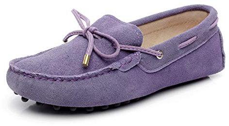 Jamron Donna Classico Scamosciato Papillon Loafers Comodo Fatto a Mano Mocassini Pantofola Viola 24208-2 EU41