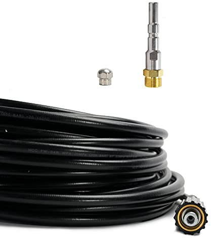 Rohrreinigungsschlauch Set 3-Teilig für Nilfisk ALTO Profi Hochdruckreiniger KW und andere – Anschluss M22 x 1,5 AG für KEW, WAP, Alto, Nilfisk & Kränzle + Rohrreinigungsdüse (12 Meter)