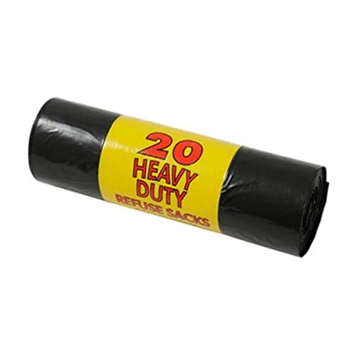 ROYAL MARKETS ROLL OF 20 HEAVY DUTY REFUSE SACKS HOME RUBBISH WASTE BIN LINER BLACK BAGS (10)