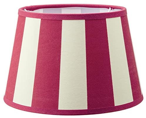 Home Sweet Home Gestreifter Stoffschirm Classic weiß + Rosa | 20 x 15 x 13 cm | Kann mit einer Tischlampe verwendet werden | Geeignet für Wohnzimmer, Esszimmer