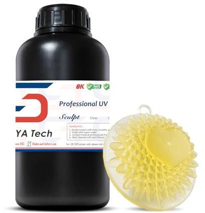 Siraya Tech Sculpt Hochtemperaturbeständiges 3D Druckerharz - Bis zu 180°C, Hohe Präzision, Kompatibel mit 8K DLP/LCD Druckern für Ingenieurwesen, Schmuck- und Industrieanwendungen (Klar, 1kg)