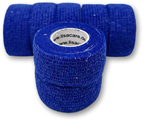 Bunter Mix 7 Stück LisaCare Pflasterverband, Fingerpflaster, Rollenpflaster, elastische Pflaster Kinderpflaster ohne Kleber und latexfrei (Dunkelblau)