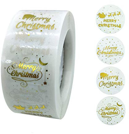 Ansenesna Aufkleber Weihnachten Sticker Geschenk Geschenkbox Weihnachtssticker Rund Weihnachtsaufkleber Weihnachtsdeko Sticker 500PCS (Y2)