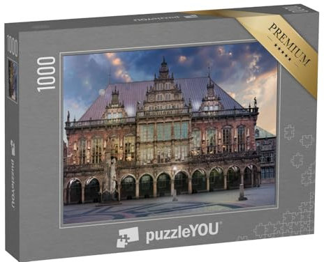 puzzleYOU: Puzzle 1000 Teile „Der Marktplatz von Bremen in der Dämmerung“ – aus der Puzzle-Kollektion Bremen, Deutsche Großstädte