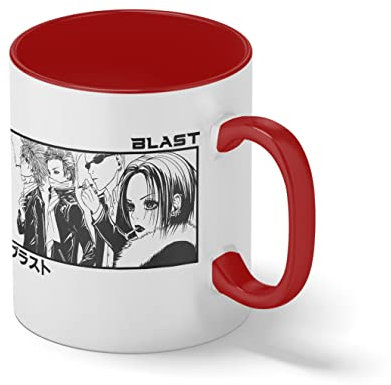 Nana Anime Osaki Manga Black Stones Blast Blanc tasse à café avec Red Rim et poignée Mug
