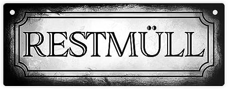 Restmüll Metallschild für die Mülltrennung im Used Look schönes Blechschild für den Mülleimer in Retrooptik um klar zu machen welcher Müll in welche Tonne gehört