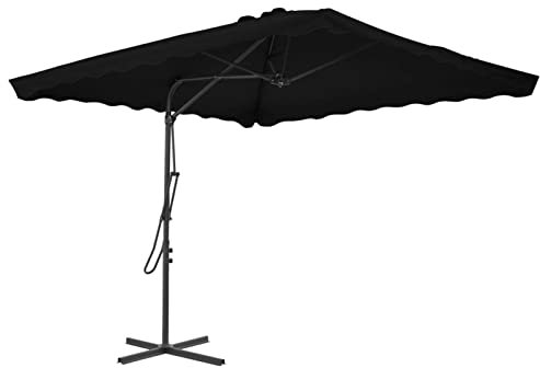 Catherinol Pare-Soleil Parasol de Jardin Patio Terrasse Plage Anti-UV Anti-décoloration Parasol d'extérieur avec mât en Acier Noir 250x250x230 cm